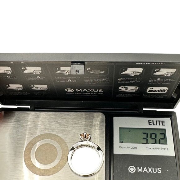 Womens Ring 10K White Gold Champagne Cubic Zirconia 3.9 Gram Size 7.5 - Picture 12 of 12